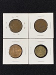 Moedas circuladas da Grã-Bretanha, Half Penny 1938, Half Penny 1949, Half Penny 1965, 3 Pence 1937.