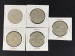 Moedas circuladas da Grã-Bretanha, Half Crown 1948, Half Crown 1949, Half Crown 1956, Half Crown 1957, Half Crown 1964.