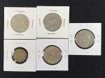 Moedas circuladas da Grã-Bretanha, Two Shillings 1950, Two Shillings 1955, Two Shillings 1961, Two Shillings 1966, 3 Pence 1955.