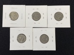 Moedas circuladas da Grã-Bretanha, Six Pence 1960, Six Pence 1959, Six Pence 1953, Six Pence 1951, Six Pence 1948.
