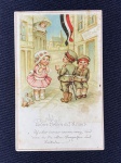 Antigo cartão postal usado alemão, 1916 - 1917, 13,5x8,5cm.