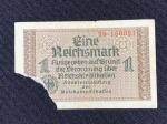 Cédula de 1 (Eine) Reichsmark – Segunda Guerra Mundial – Alemanha – Bastante desgastada,com falta.
