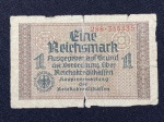Cédula de 1 (Eine) Reichsmark – Segunda Guerra Mundial – Alemanha – Bastante desgastada, podendo apresentar perdas e rasgos.