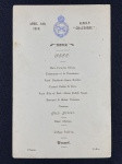 Cardápio de Jantar do Navio R.M.S.P. Chaudiere, de 14 de abril de 1919. Tratava-se de navio que fazia rotas para o Canadá e Índias Ocidentais.