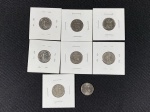 Moedas circuladas da França, ½ Franc – 1976, ½ Franc  1977, ½ Franc  1984, ½ Franc  1985, ½ Franc  1986, ½ Franc  1991, ½ Franc  1993, ½ Franc – 1996.