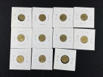 Moedas circuladas da França, 5 Centimes  1966, 5 Centimes  1967, 5 Centimes  1969, 5 Centimes  1971, 5 Centimes  1972, 5 Centimes  1973, 5 Centimes  1974, 5 Centimes  1975, 5 Centimes  1976, 5 Centimes  1977, 5 Centimes  1978.