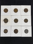 Moedas circuladas da Alemanha, 1 Pfennig A – 1912, 1 Reichspfennig D – 1931, 2 Pfennig C – 1874, 2 Pfennig B – 1875, 2 Pfennig A – 1911, 2 Rentenpfennig D  1923, 2 Reichspfennig F – 1924, 5 Pfennig – 1919.