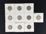 Moedas circuladas da Alemanha, 10 Pfennig C  1875, 10 Pfennig A  1876, 10 Pfennig A  1889, 10 Pfennig A  1892, 10 Pfennig A  1898, 10 Pfennig A  1900, 10 Pfennig F  1900, 10 Pfennig G  1900, 10 Pfennig A – 1901, 10 Pfennig D  1901.