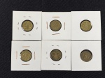 Moedas circuladas da Alemanha, 5 Rentenpfennig A – 1924, 5 Reichspfennig D – 1924, 5 Rentenpfennig E – 1924, 5 Rentenfennig F – 1924, 5 Rentenpfennig J – 1924, 5 Reichspennig A  1924.