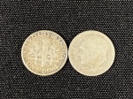 Moedas circuladas dos Estados Unidos da América, de 10 Cents (Roosevelt Dime) de prata (2,5 gamas cada - .900 prata e .100 cobre), 1947 e 1958.