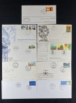 Envelopes de primeiro dia de circulação, Centenário da 1ª Linha Telefônica Criada por Graham Bell – 10/03/1976, Dia do Livro Infantil – 30/05/1979, Salto das Sete Quedas do Guaíra – Paraná – 29/04/1982, Pesquisa Agropecuária – 26/04/1983, Centenário do Palácio de Cristal – 02/02/1984, Indústria Aeronáutica Brasileira – CBA 123 – 30/07/1990, Homenagem a Ulysses Guimarães – 06/10/1993, Natal 98  Azulejos de Athos Bulcão – 19/11/1998, Centenário de Belo Horizonte – 12/12/1997.
