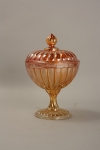 JUU415 Carnival Glass - Compoteira gominho na cor fogo. Mede 19cm altura.