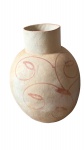 Grande vaso de barro com desenho de arabesco, mede 55x40 cm largura