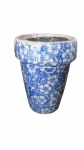 Antigo vaso azul e branco vitrificada , robusto e pesado, com borda, mede 20x16 cm diam