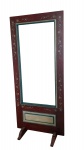 Diferente armação para espelho , montado com madeira e pintura envelhecida com arabescos no tom predominante vermelho tibet, mede 2,05x90 , necessita colocar o espelho.