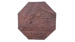 JOKEY CLUBE - Antiga placa em ferro pesado com dizeres em alto relevo , mede 45x45 cm