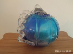 ANTIGA E GRANDE OBJETO DE DECORAÇÃO EM FORMA DE FRUTA EM MURANO , TONS TURQUESA , MEDE 20X20 CM