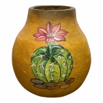 Vaso de barro com pintura de cactus, mede 18x18cm