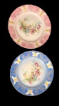 Dois antigos pratos de coleção em porcelana  Holandesa  , prato rosa fio de cabelo , medem 20 cm