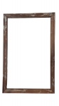 Grande moldura de espelho em madeira antiga com restos de policromia branca, mede 1,18x78 cm largura