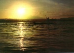Cartão Postal Maceió, AL - Por do Sol na Lagoa de Mundaú, Editora Mercator ref. 05, sem uso