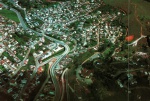 Cartão Postal Nova Friburgo, RJ - Vista aérea com Eixo Rodoviário, Editora Paranacart ref. 15, sem uso