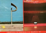 Cartão Postal Brasilia, DF - Memorial J.K:  1- Nonumento a Juscelino Kubisteck, 2- Vista interna - Tumulo de Juscelino Kubisteck, fundador da cidade, Editora Edicard ref. 300-V-10, usado, circulado 15/10/1986