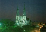Cartão Postal Venancio Aires, RS - Vista noturna da Igreja de São Sebastião Martir, com iluminação de 16.000 watts, Editora Kingcolor ref. 1792, usado, datado 20/09/1992