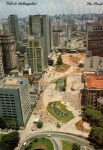Cartão Postal São Paulo, SP - Vista panoramica do Vale do Anhangabaú e Praça do Correio, Editora Litoarte ref. SP-091, sem uso