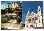 Cartão Postal Gaspar, SC - Aspectos da cidade: 1- Fazenda Park Hotel, 2- Truteria Bertoldi, 3- Igreja São Pedro de Gaspar, Edição Foto Clube Gaspar, sem uso