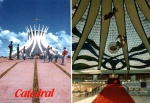 Cartão Postal Brasilia, DF - Catedral de Brasilia e seu interior, Editora Brasilia Card ref. V-06, sem uso