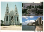 Cartão Postal Vitória, ES - Aspectos da codade: 1 - Catedral Metropolitana, 2- Palácio Anchieta, 3- Av. Beira Mar, Editora Paranacart ref. 17, sem uso