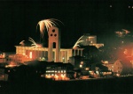 Cartão Postal Blumenau, SC - Vista noturna da Igreja Matriz São Paulo Apóstolo, Editora Paranacart ref. 40, sem uso
