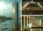 Cartão Postal Brasilia, DF - 1- Ministéro da Justiça - 2-Vista noturna do Eixo Mundamental, 3-Palacio Alvorada, Editora Paranacart ref.95, sem uso