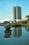 Cartão Postal Brasilia, DF - Congresso Nacional, na ´raça dos Tres Poderes, vostp do Palacio Itamarati, Editora Paranacart ref.1, sem uso