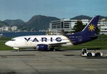 Cartão Postal VARIG, Boeing 737-53A, prefixo PT-SSO, in an experimental color scheme at Rio de Janeiro-SDU Airport, 04/2003, Foto D. Carneiro, ref. 18, sem uso