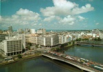 Cartão Postal Recife, PE - Vista aérea, em primeiro plano a Ponte Duarte Coelho, Editora Mercator ref. 124, usado, datado 04/04/1980