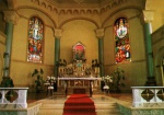 Cartão Postal Brusque. SC - Interior da Ogreja da Azambuja, Editora Mercator ref. 06, sem uso