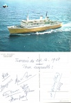 Cartão Postal Car-Ferry - IBN Batouta Málaga - Tanger  `Lima Et-Ferry, usado, datado 24/12/1968