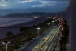 Cartão Postal Santos, SP - Vista noturna da Praia do Embaré, Editora Edicard ref. 503-03, usado, datado 96/10/1981