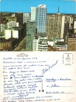 Cartão Postal Curitiba, PR - Vista parcial do centro com parte da Av. João Pessoa, Editora Paranacart ref. 75, usado, datado 31//12/1973