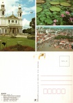 Cartão Postal Belém, PA - Aspectos da cidade: 1- Basílica  de Nossa Senhora de Nazareth, 2- Vitória Régia e Flores de Ninfa, 3- Vista aérea - Doca Ver-O-Peso, Editora Edicard 600-V-04, sem uso