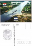 Cartão Postal  Foz do Iguaçú, PR - Tres Fronteiras, Editora Mundial ref. 32, sem uso