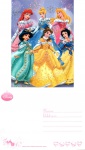 Cartão Postal Disney - Princesas: Ariel, Cinderela, Aurora, Jasmine, Bela e Branca de Neve, sem uso
