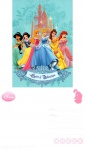 Cartão Postal Disney: Princesas -Jasmine, Branca de Neve, Aurora, Cinderela, Bela e Ariel, sem uso
