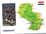 Cartão Postal Paraguay -  Mapa Paraguay. no destaque, vista de Asuncion, ref. 2020, sem uso