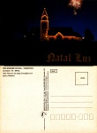 Cartão Postal Gramado, RS - Vista noturna da Igreja Evangélica em época natalina, Editora Incolor ref. 2044, sem uso 