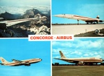 Cartão Postal Toulose, França - Concorde , avion spersonique e Airbus, bi-reacteur moyen  courrier 945 km/h, 250 passagers, ref. L-90, usado