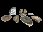 9 fragmentos de pedra ágata - 12 cm alt a maior.