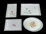 3 travessas retangulares e 1 oval em ágata - 42 cm x 29 cm/ 5 cm alt a maior.
